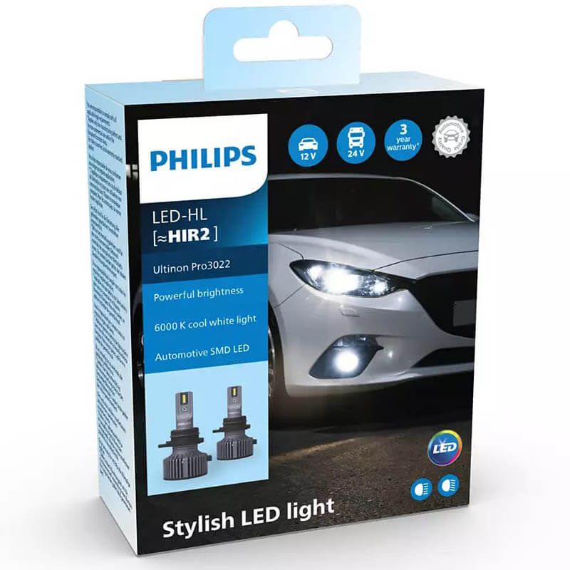 Pack 2 Ampoules LED Philips Ultinon PRO3022 HIR2