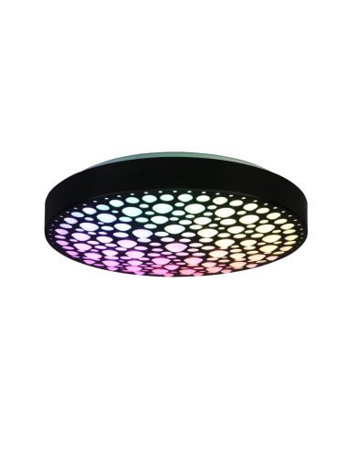 Luminária de teto Chizu LED preta com luz multicolorida