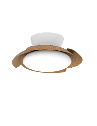 Ventilador LED com pás dobráveis Aloha madeira e branco