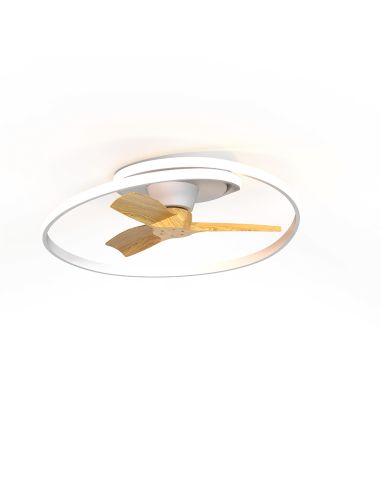 Ventilateur LED décoratif en bois blanc océan