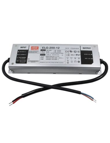 Fonte de alimentação exterior ELG-200-12 IP67 para LED 16A - 100-305Vac Mean Well | leonleds