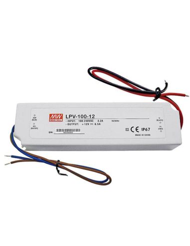 LPV-100-12 LED à prova d'água IP67 8.5A Fonte de alimentação de LED de poço médio | leonleds