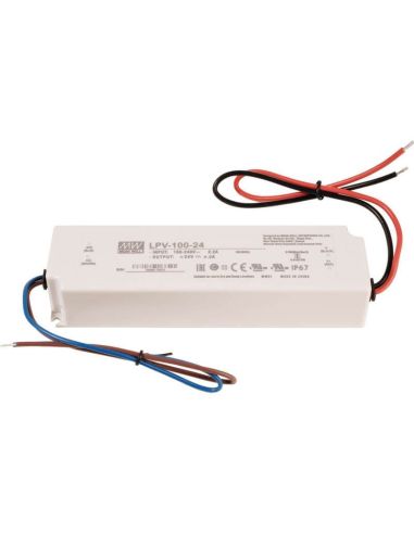 LPV-100-24 LED Fonte de alimentação à prova d'água IP67 4.2A Mea Well | leonleds