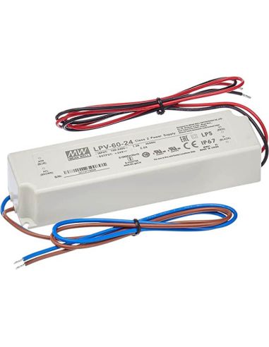 LPV-60-24 LED à prova d'água IP67 Mean Well Power Supply | leonleds