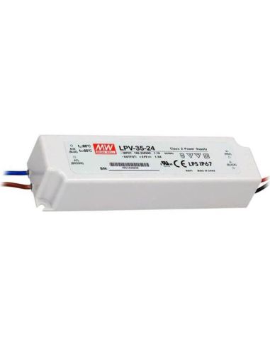 LPV-35-24 LED étanche IP67 Mean Well Alimentation | leonleds