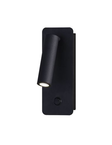 Aplique LED de metal con lector Aron negro