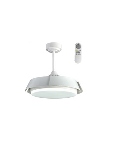 Ventilateur LED réglable blanc Batán avec pales repliables