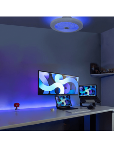 Bureau d'ordinateur coloris blanc mat avec éclairage led