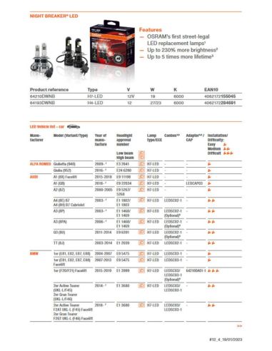 Kit de adaptadores Osram Night Breaker led 64210DA06-1 compatible con kits  de led homologados Osram Night Breaker Led