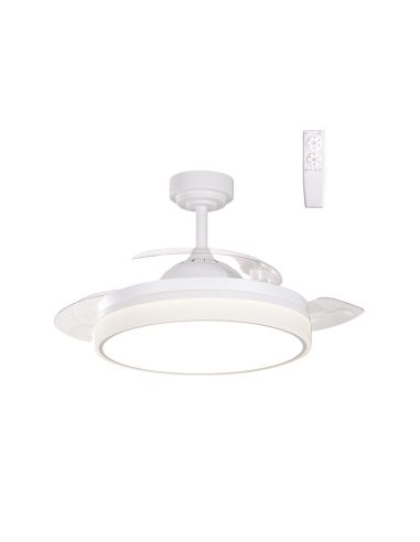 Ventilador LED blanco regulable Vera con aspas retráctiles