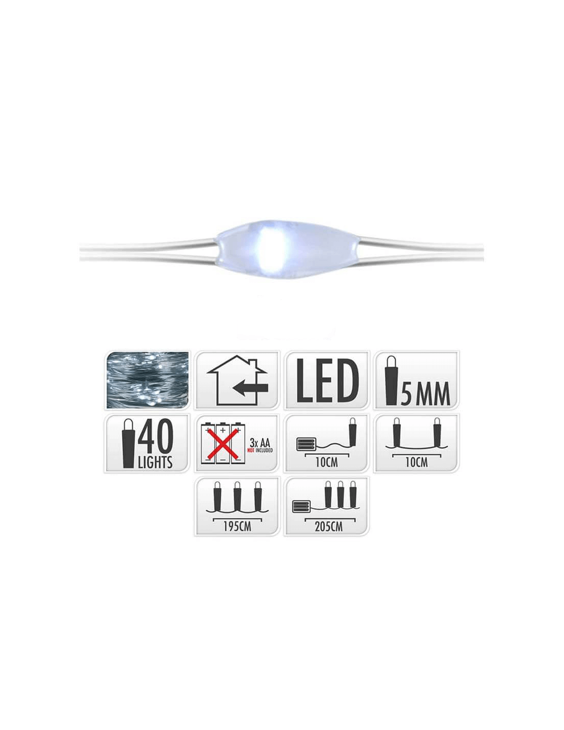 Micro LED Guirlande lumineuse clignotante L.11,95m - 240L B froid