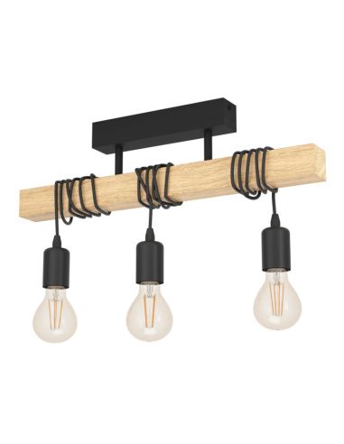 Townshend Vintage Plafonnier Suspension 3XE27 | Plafonnier Vintage en Bois de Eglo Lighting | Éclairage LeonLeds