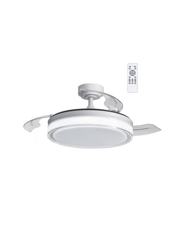 Ventilateur LED blanc silencieux à pales rétractables Aneto