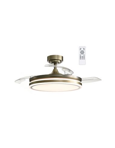 Ventilateur de plafond LED 35W à pales repliables Moss Mini cuir