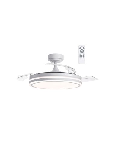 Ventilador de teto LED com pás dobráveis 35W Moss Mini branco