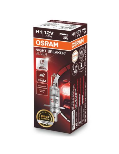 Bombilla H1 Night Breaker Silver 12V +100% Osram - 1 Unidad 64150NBS | LeonLeds