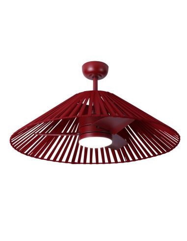 Ventilateur de plafond Terra DEL avec abat-jour en nylon bordeaux