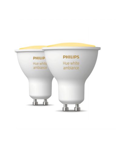 Ampoule connectée Philips Hue White Ambiance LED 5W 2200K-6500K GU10 350lm Pack de 2