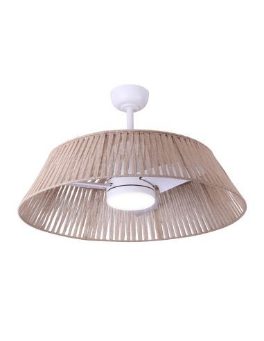 Ventilateur de plafond Gema LED avec écran en jute