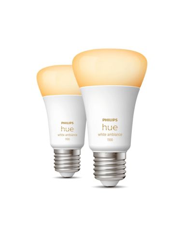 Philips Hue White Ambiance A60 8W 2200K-6500K E27 1100lm Pack 2 Ampoules Connectées On