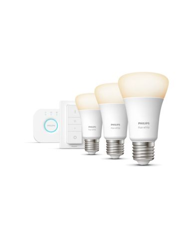 Kit de démarrage ampoule intelligente Philips HueWhite 9,5W 2700K 1055lm E27 Hue Bridge inclus sur