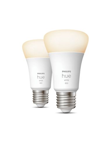 Lâmpada inteligente Philips HueWhite 9W A60 E27 806lm 2700K luz branca quente regulável Pacote 2 em