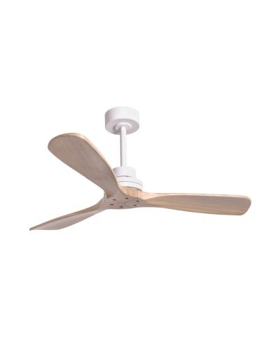 Ventilateur de plafond Nati M style nordique bois et blanc intérieur/extérieur