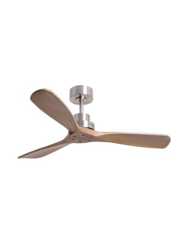 Ventilateur de plafond Nati M en bois de style nordique et nickel intérieur/extérieur