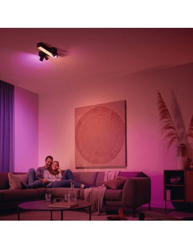 Lámpara de techo plafón dos focos Centris LED negro Philips Hue
