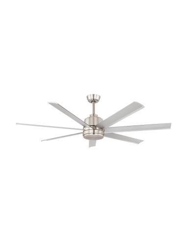 Ventilateur de plafond sans lumière en acier nickel-mat aluminium Azar 60 à 7 pales pour les grands espaces