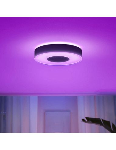 Lámpara de techo plafón dos focos Centris LED negro Philips Hue