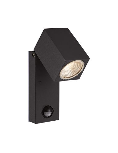 Luz de parede LED exterior ajustável com sensor de movimento Cala cinza escuro quadrado 3000K 5,6W 610Lm IP54