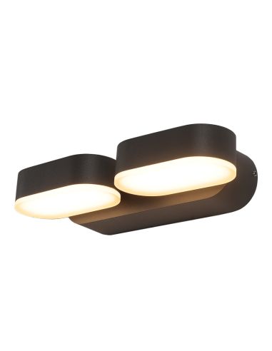 Aplique exterior LED 2 Luces Kansas negro 3000K 2x5,5W 800Lm IP54