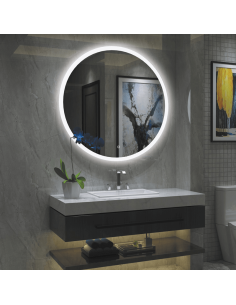 Espejo de baño redondo con luz LED Moon gold