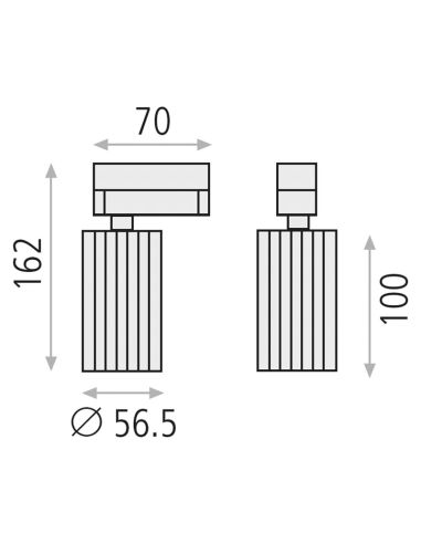 Spot sur rail orientable Modrian blanc, noir ou noir/or