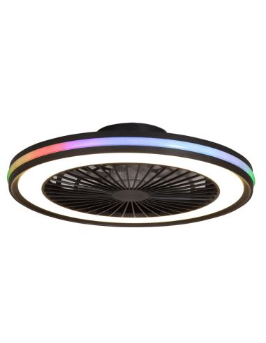 Grand ventilateur LED Gamer RGB rond noir avec lumière