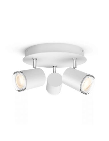 Lâmpada de teto LED inteligente Adore 3 Spotlights 5W IP44 Hue Branco | leonleds