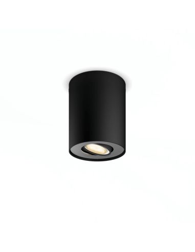 Foco LED individual Pillar negro 1x5W + Hue Dimmer Switch | LeonLeds