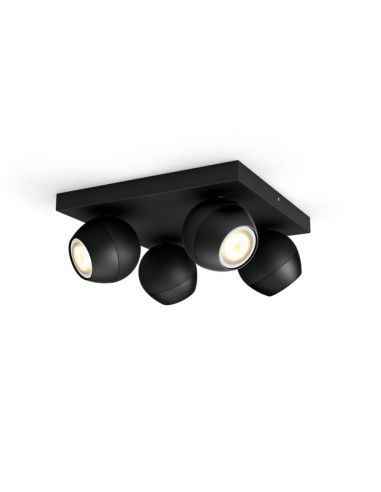 Foco LED 4 luces inteligente Buckram negro  Philips Hue | LeonLeds