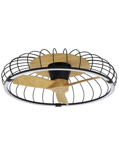 Ventilateur de plafond LED Nature noir et bois 7808 Mantra | leonleds