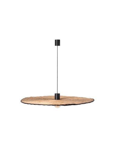 Costas suspension en forme de soucoupe noire et rotin ø1000 Faro Barcelona 68590-70 | LéonLeds