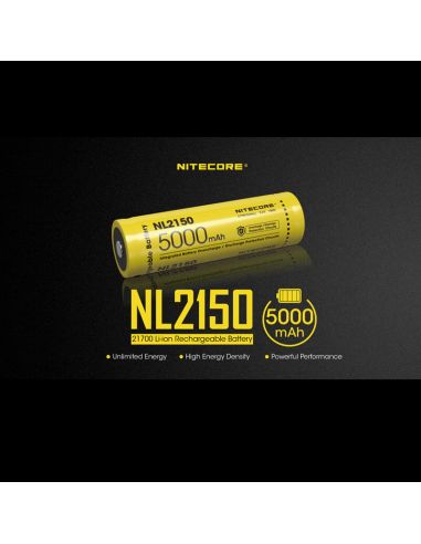 Batterie Nitecore NL2150 21700 - 5000mAh 3.6V protégée Li-ion