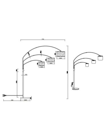 Lampadaire lampadaire salon lampadaire chambre, 3 pieds, abat-jour métal  tissu blanc, 1x douille E27, DxH