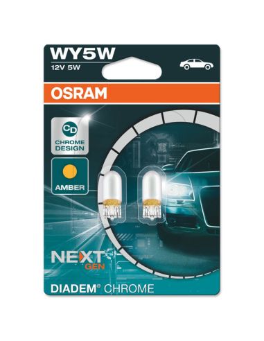 Lâmpada sem tampa Âmbar Halógena Diadema Cromado WY5W 12V (Próxima Geração) 2 Unds. Osram | leonleds