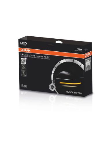 Clignotant dynamique à LED pour rétroviseur fini en noir LEDriving® LEDDMI 8V0 BK S Approuvé Lot de 2. Audi A3 8V Osram