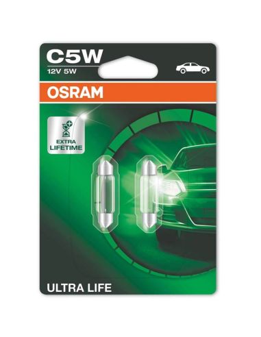 Lâmpada Halógena C5W Ultra Life 12V 2 Unidades. 6418ULT-02B 5W 35mm Osram | leonleds