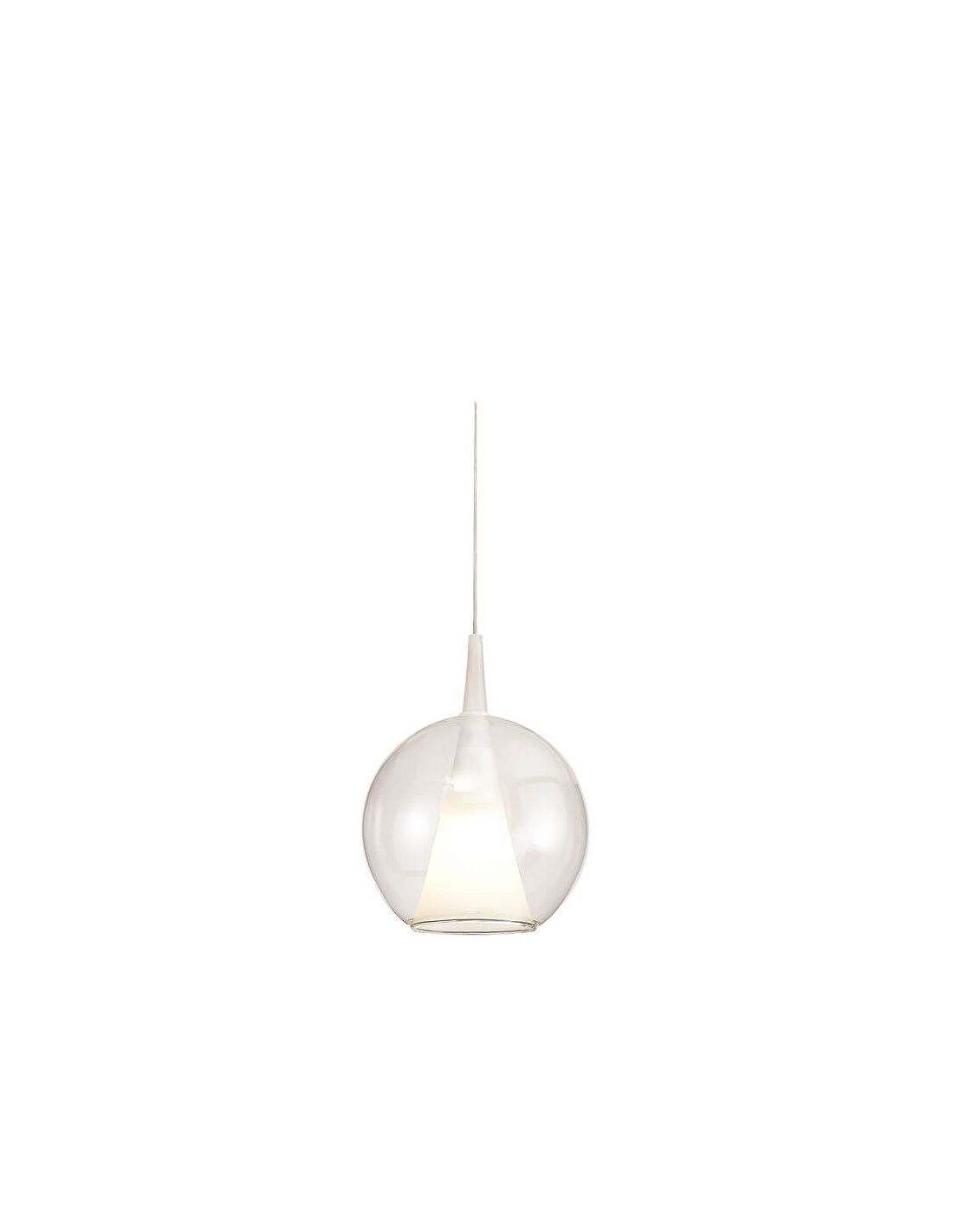 Boule suspension lumineuse en verre 10cm transparent et or- 10 led