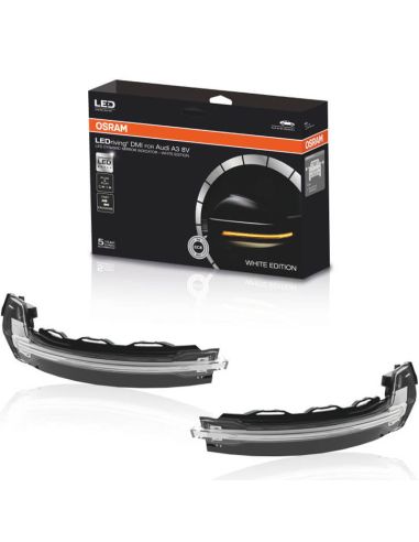 Pisca-pisca LED dinâmico para espelho com acabamento em Branco LEDriving® LEDDMI 8V0 WT S Conjunto de 2 aprovados. Audi A3 8V| l