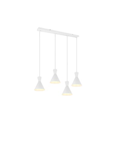 Plafonnier suspension évasé en métal blanc Enzo 4xE27 28W différentes couleurs