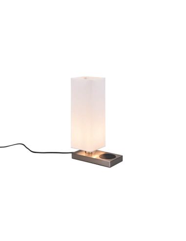 Lampe de table rectangulaire blanche Haley 1xE14 40W avec chargeur